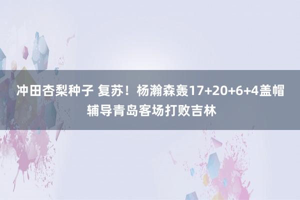 冲田杏梨种子 复苏！杨瀚森轰17+20+6+4盖帽 辅导青岛客场打败吉林